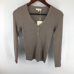 la miel Tan Ribbed Sweater NWT